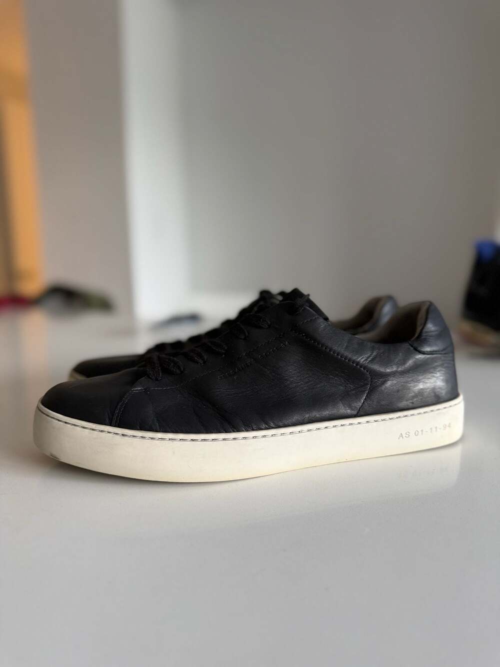 AllSaints Klop Black Leather Low Top Sneakers Men's Size 12